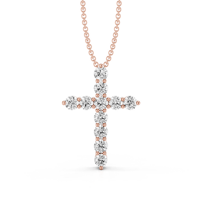 Classic 0.25ct Prong Set Diamond Cross With Chain
