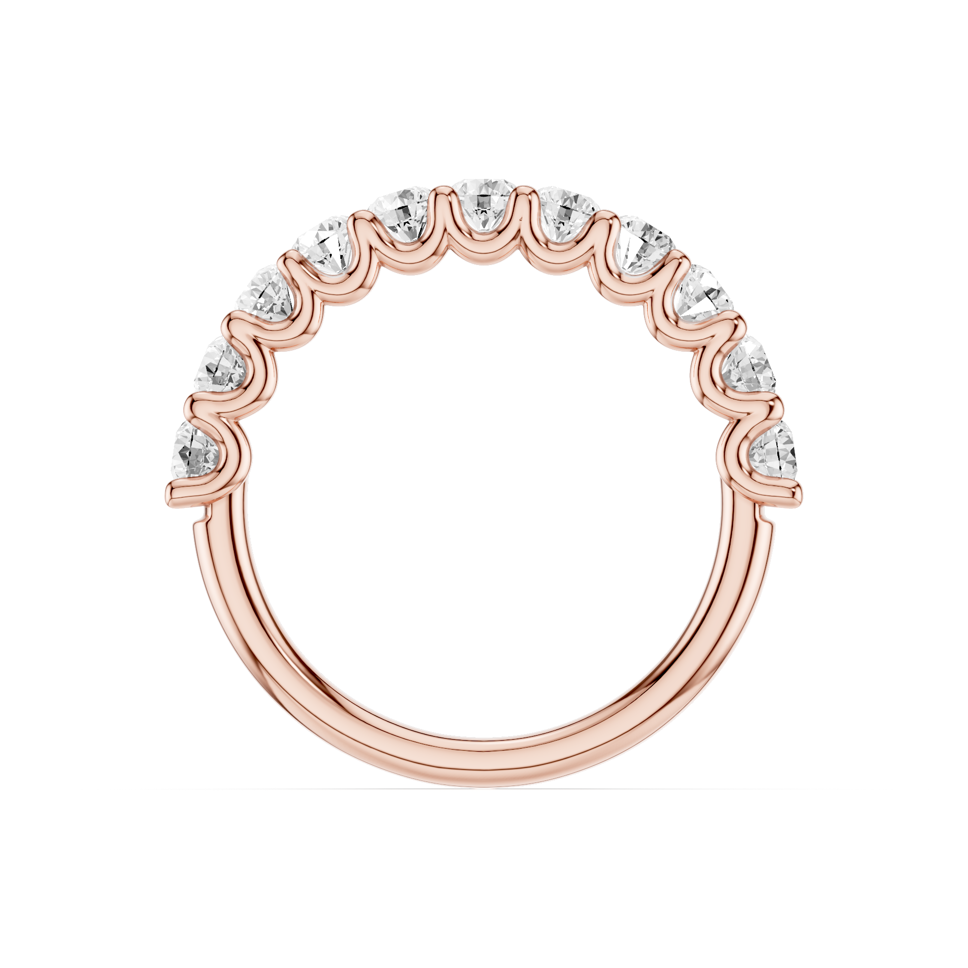 U Shape Shared Prong Ring Total Diamond Carat Weight 1.00ct
