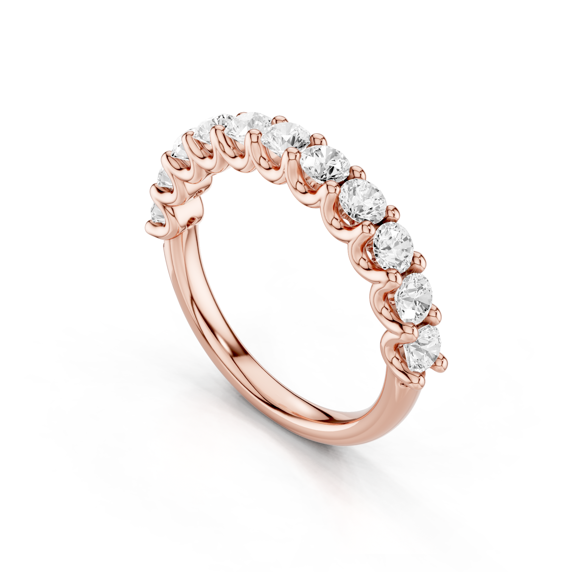 U Shape Shared Prong Ring Total Diamond Carat Weight 1.00ct