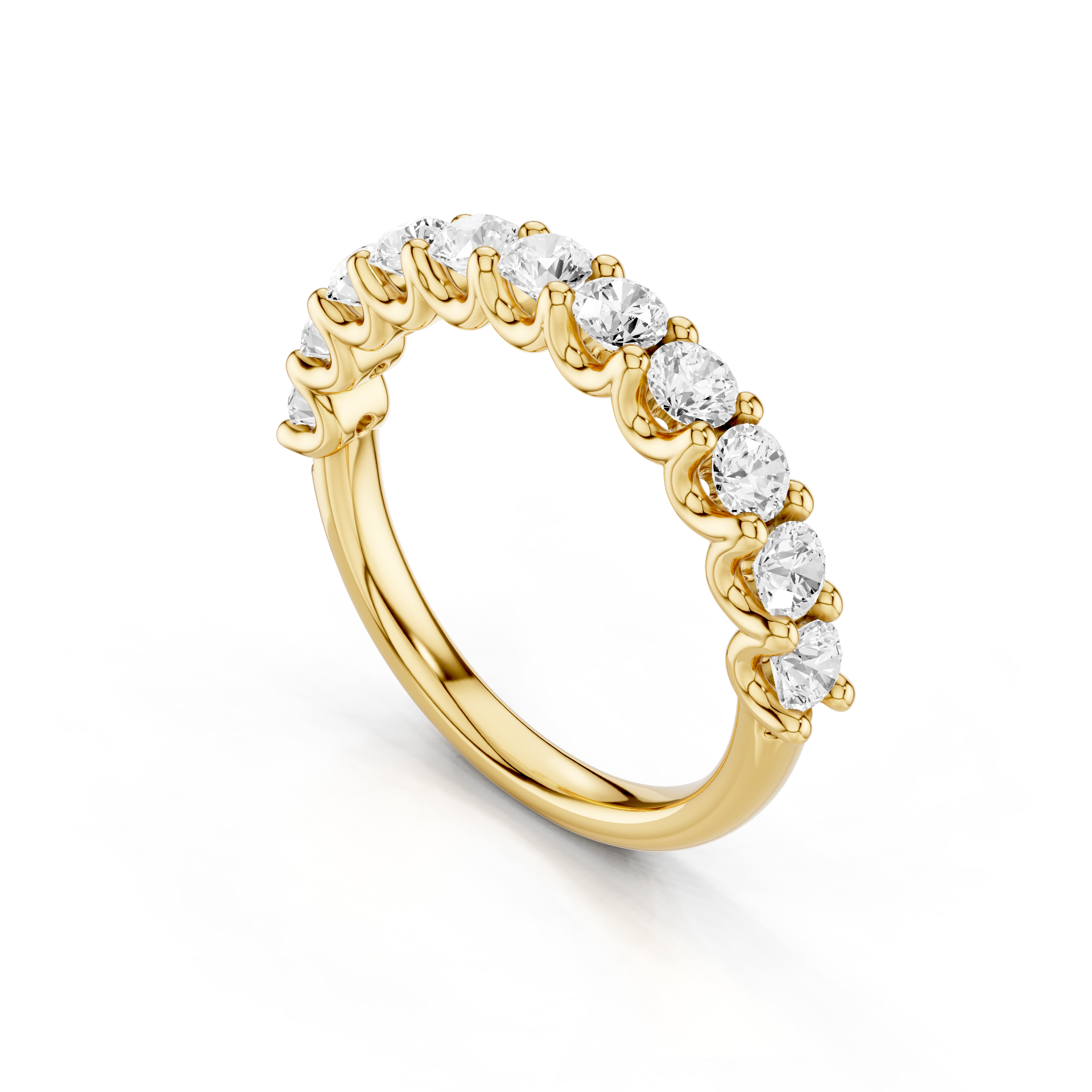U Shape Shared Prong Ring Total Diamond Carat Weight 1.00ct