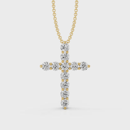 Classic 0.25ct Prong Set Diamond Cross With Chain