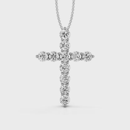 Classic 1.00ct Prong Set Diamond Cross With Chain