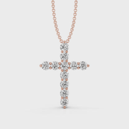 Classic 0.25ct Prong Set Diamond Cross With Chain